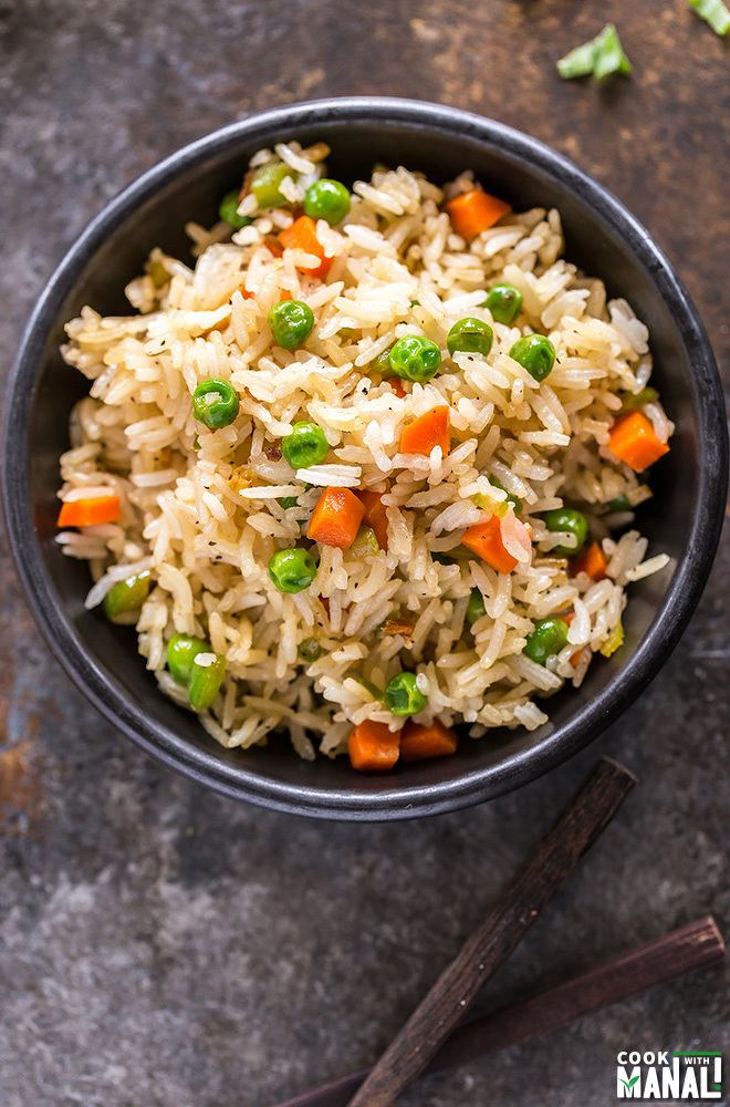 Indo-Chinese Vegetable Fried Rice Recipe - Simmer to Slimmer