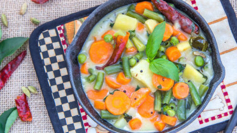 Mixed Vegetables In Coconut Basil Curry