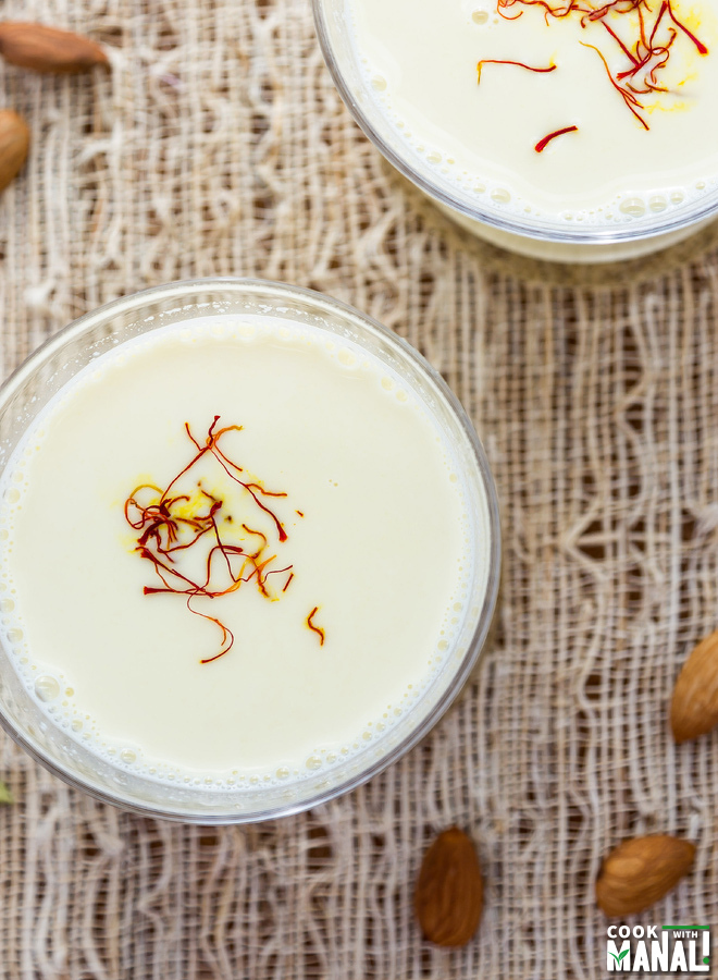 Badam Milk - Almond Saffron Milk - Cook With Manali