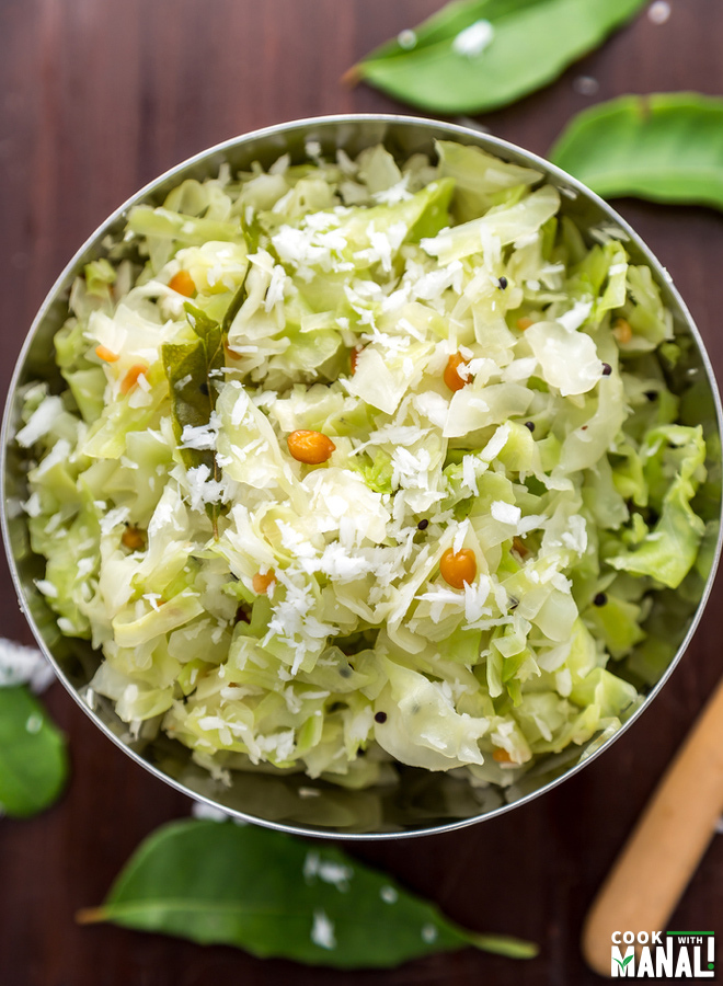 Cabbage Poriyal - Cabbage With Coconut - Cook With Manali