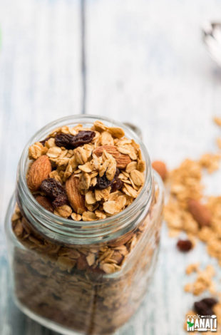 Almond Maple Granola with Raisins - Cook With Manali