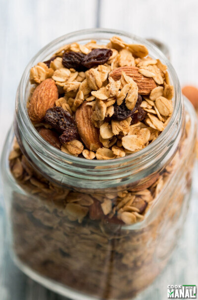 Almond Maple Granola with Raisins - Cook With Manali