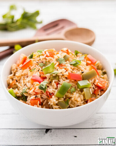 Spicy Bell Pepper Rice - Capsicum Rice - Cook With Manali