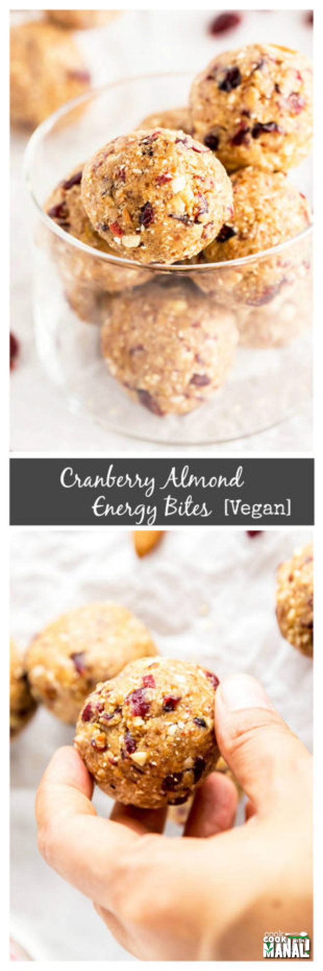 No Bake Cranberry Almond Energy Bites - Cook With Manali