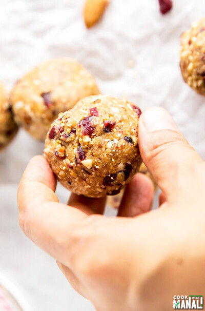 No Bake Cranberry Almond Energy Bites - Cook With Manali