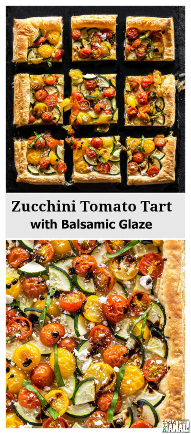 Zucchini Tomato Tart with Balsamic Glaze - Cook With Manali