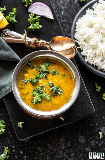 Instant Pot Kale Garlic Dal - Cook With Manali