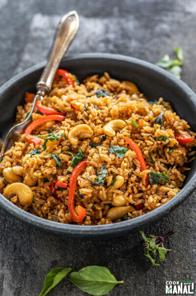 Instant Pot Thai Basil Fried Rice (Vegan) - Cook With Manali