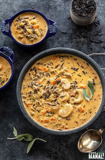 Instant Pot Mushroom Wild Rice Soup - Cook With Manali