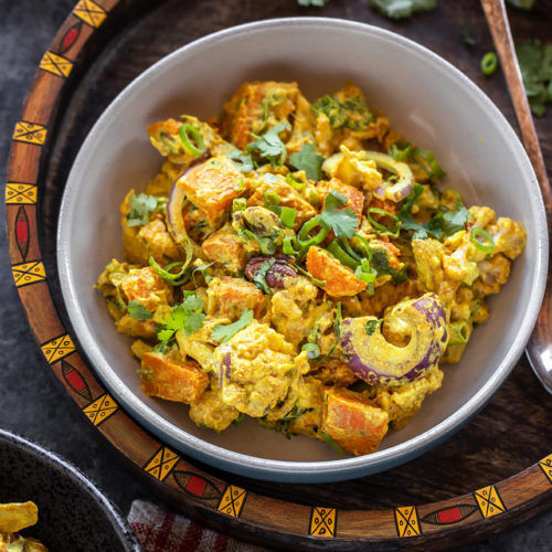 Cauliflower Sweet Potato Salad with Curry Cashew Dressing - Cook With ...