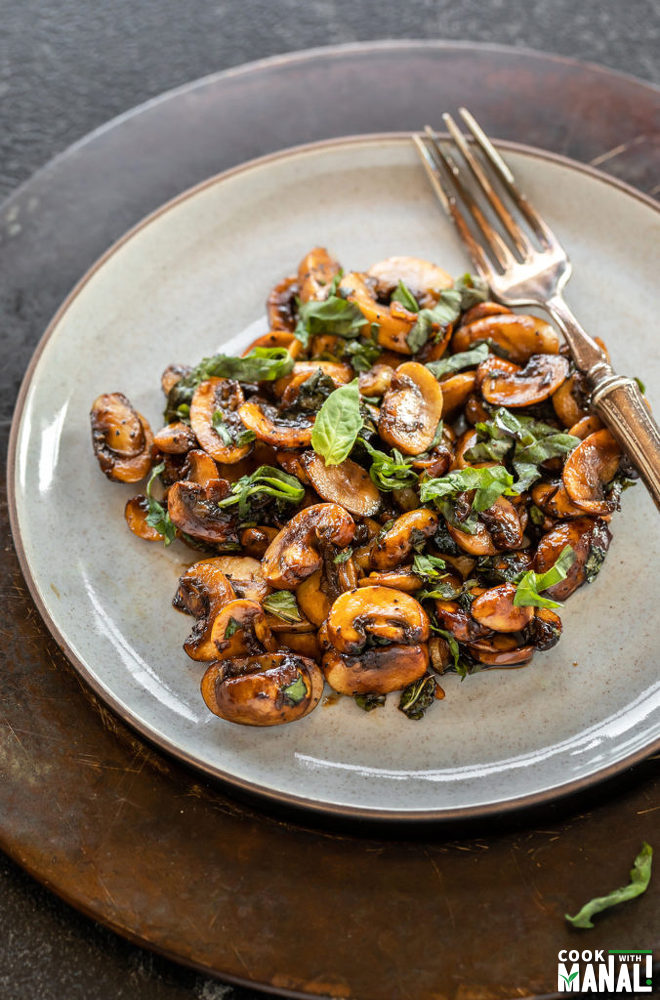 Balsamic Mushrooms with Basil - Cook With Manali