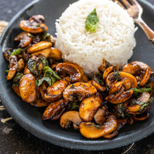 Balsamic Mushrooms with Basil