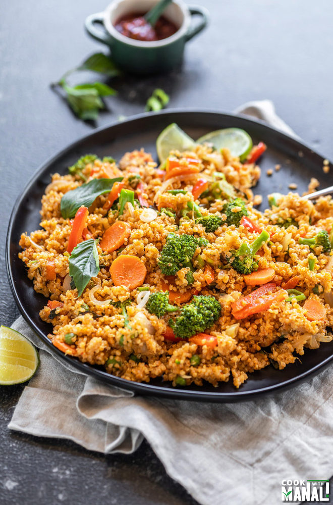 Instant Pot Red Curry Quinoa Fried Rice - Cook With Manali