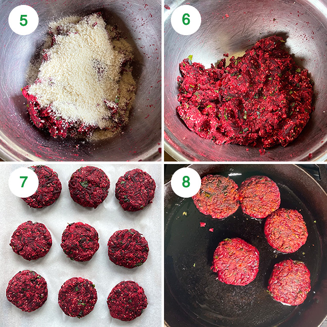 step by step picture collage of making beetroot tikki