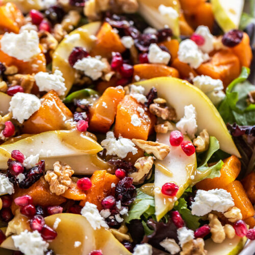 Butternut Squash & Pear Salad with Tahini Dressing - Cook With Manali