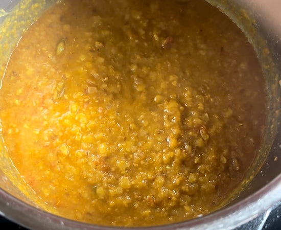 cooked dal in a pot