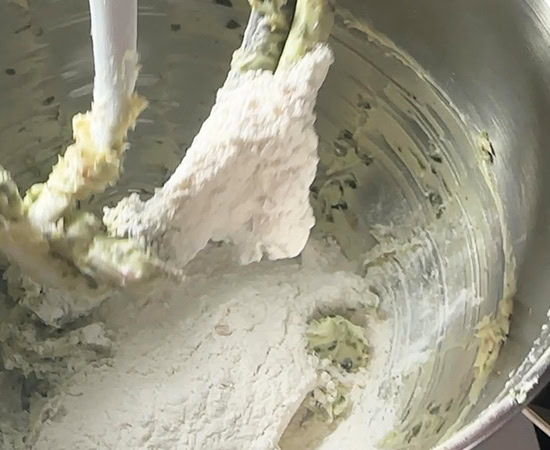 flour sticking to the paddle attachment of mixer